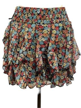 Wet Seal Floral SM Black Ditsy Ruffle Mini Skirt Feminine Y2K Mallcore Layers